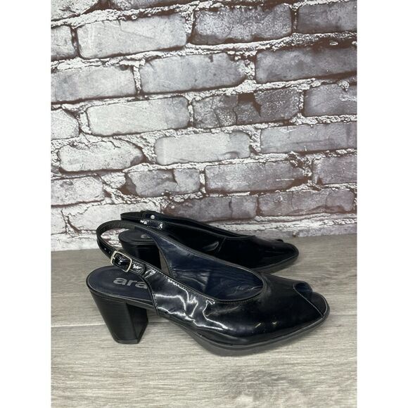 Ara Black Patent Leather Peep Toe Strap Pump Heels Women Sz 8.5M US/39EU - Picture 11 of 16
